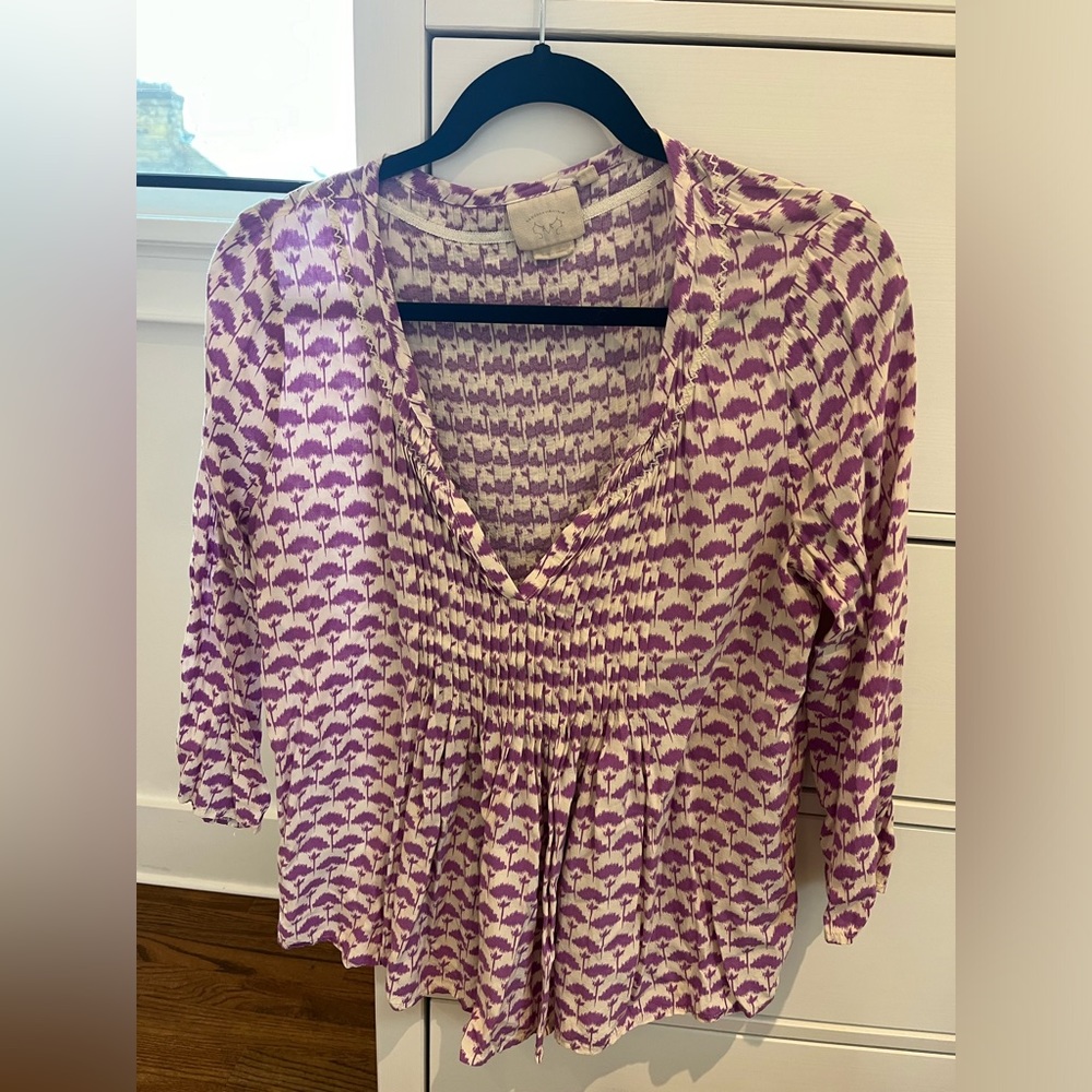 Anthro brand blouse.  Lilac and white.  Size Small.